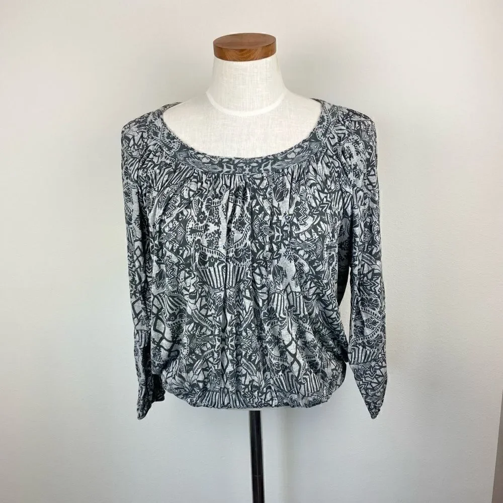 Free People Aztec Print Long Sleeve Top